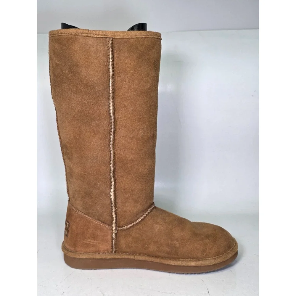 L.L. Bean Boots Women's Size 6 Medium Brown Suede Fur Tall Winter Shoes